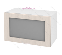 Горизонтальный кухонный стеклянный шкаф 600 Дина (шимо светлый)