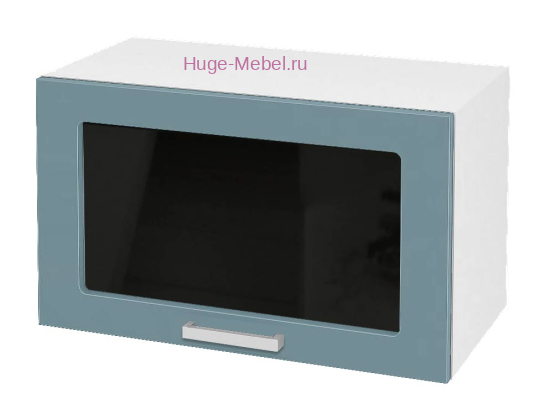 Горизонтальный кухонный стеклянный шкаф 600 Катрин (топаз)