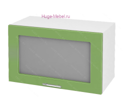 Горизонтальный кухонный стеклянный шкаф 600 Ксения (олива)