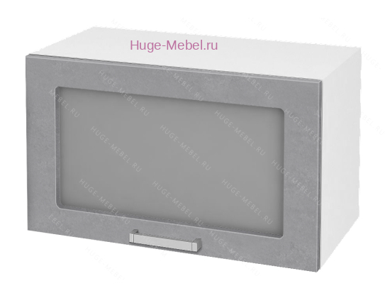 Горизонтальный кухонный стеклянный шкаф 600 Бетон (бетон серый)