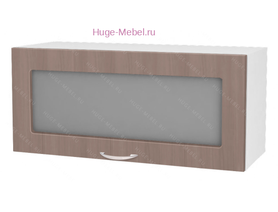 Горизонтальный кухонный стеклянный шкаф 800 Дина (шимо темный)