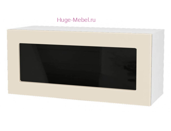 Горизонтальный кухонный стеклянный шкаф 800 Катрин (крем)