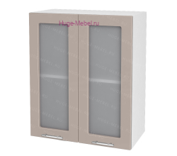Кухонный шкаф верхний со стеклом 600 Ксения (кофе с молоком)