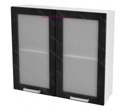 Кухонный шкаф верхний со стеклом 800 Бетон (бетон чёрный)