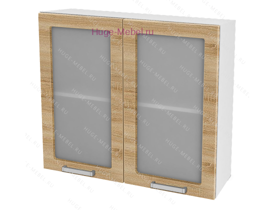 Кухонный шкаф верхний со стеклом 800 Бетон (дуб сонома)