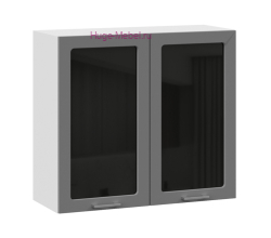 Кухонный шкаф верхний со стеклом 800 Катрин (софт графит)