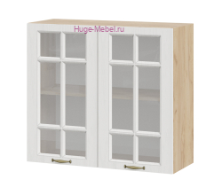 Кухонный шкаф верхний со стеклом 800 Мария (крафт/белый)