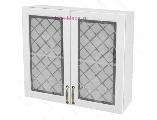 Кухонный шкаф верхний со стеклом 800 Модена (дуб белый)
