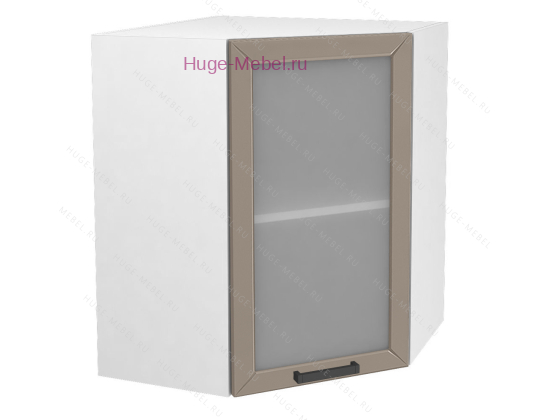 Угловой шкаф подвесной со стеклом 600 Альфа (латте)