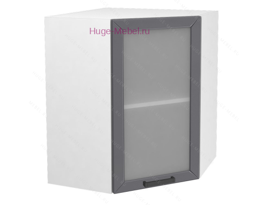 Угловой шкаф подвесной со стеклом 600 Альфа (вулкан)