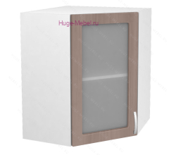 Угловой шкаф подвесной со стеклом 600 Дина (шимо темный)