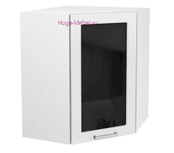 Угловой шкаф подвесной со стеклом 600 Катрин (софт вайт)