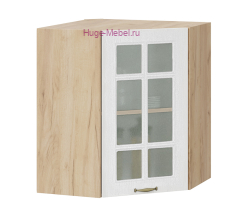 Угловой шкаф подвесной со стеклом 600 Мария (крафт/белый)