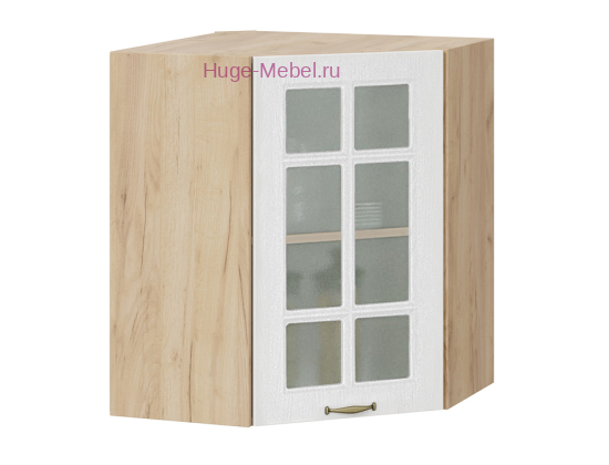 Угловой шкаф подвесной со стеклом 600 Мария (крафт/белый)