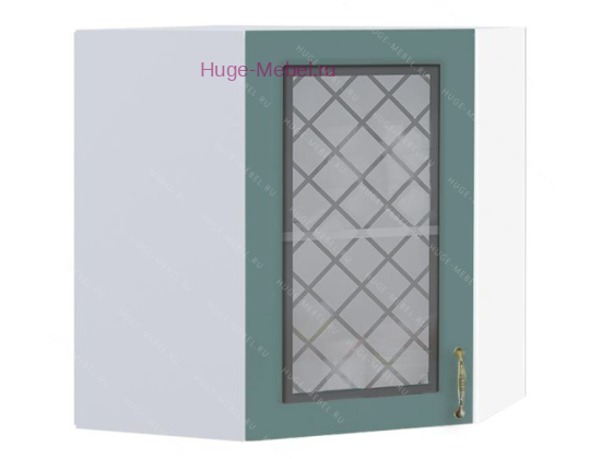 Угловой шкаф подвесной со стеклом 550 Модена (дуб бирюза)