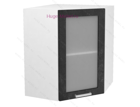 Угловой шкаф подвесной со стеклом 600 Бетон (бетон чёрный)
