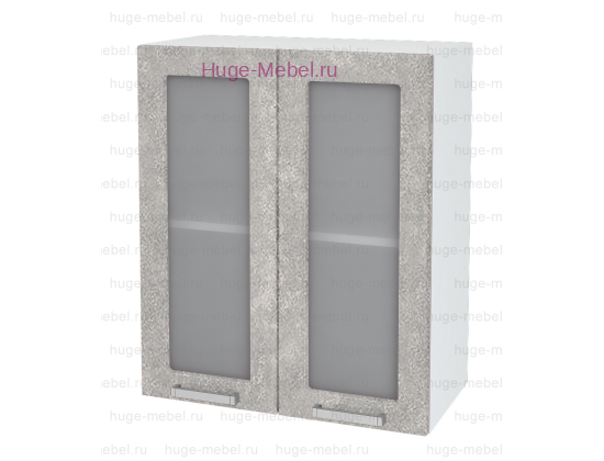 Кухонный шкаф верхний со стеклом 600 Бетон (бетон серый)
