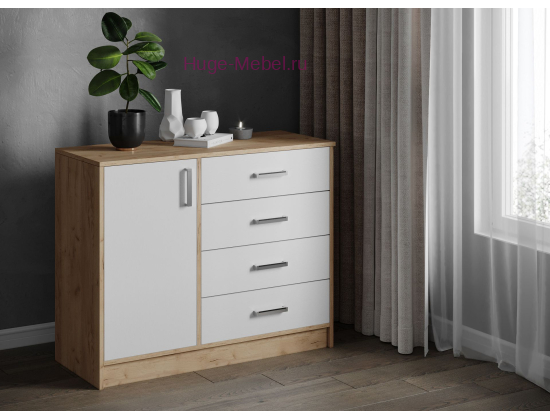 Комод "Катрин 6 белый/крафт"
