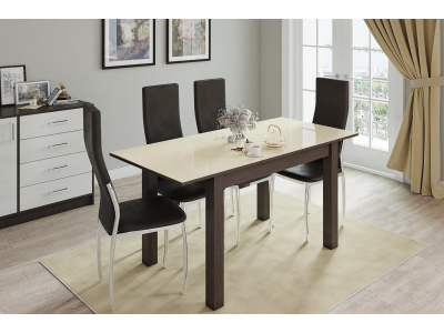 Раскладной стол "Бруно" 110х70 см венге/лакобель ваниль Раскладной стол "Бруно" 110х70 см венге/лакобель ваниль