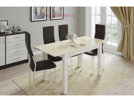 Раскладной стол "Бруно" 100х60 см дуб крафт белый/лакобель ваниль