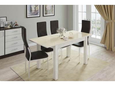 Раскладной стол "Бруно" 110х70 см дуб крафт белый/лакобель ваниль Раскладной стол "Бруно" 110х70 см дуб крафт белый/лакобель ваниль