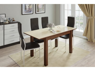 Раскладной стол "Бруно" 110х70 см орех шоколадный/лакобель ваниль Раскладной стол "Бруно" 110х70 см орех шоколадный/лакобель ваниль