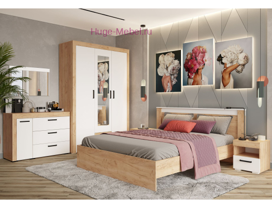 Спальный гарнитур "Адель" белый +крафт