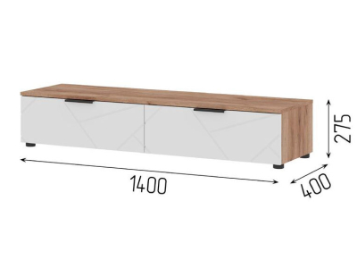 Тумба 140 см "Орегон ТБ 02" белый +дуб крафт