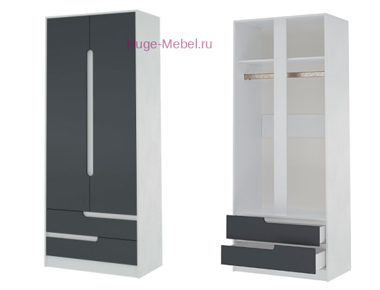Шкаф 2-х створчатый "Гавана" графит/белый
