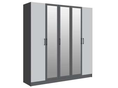 Шкаф 200 см "Вегас" графит +серый камень