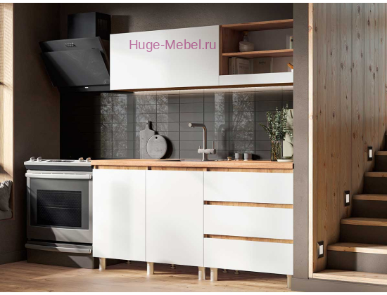 Кухня 1.7 метра "Хелен" белый+вотан