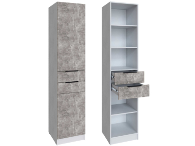 Шкаф 50 см с 2 ящиками "Мадрид" ателье+белый