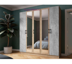 Шкаф 200 см "Вегас" крафт серый +цемент