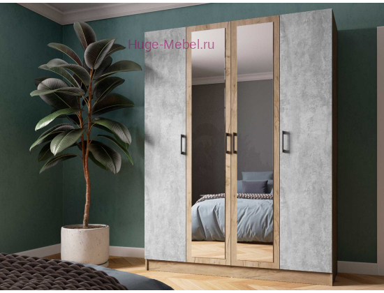 Шкаф 160 см "Вегас" крафт серый +цемент