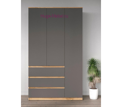 Шкаф 3-х створчатый с ящиками "Хелен ШК 06" серый +дуб крафт