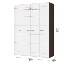 Шкаф 4-х створчатый "Либерти ШК 04" белый глянец/венге