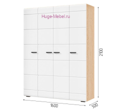 Шкаф 4-х створчатый "Либерти ШК 04" белый глянец/дуб сонома