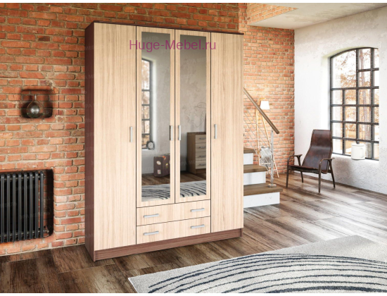 Шкаф 4-х створчатый Квадро ясень