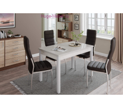 Стол обеденный "Бостон-2" металл белый/белый гранит